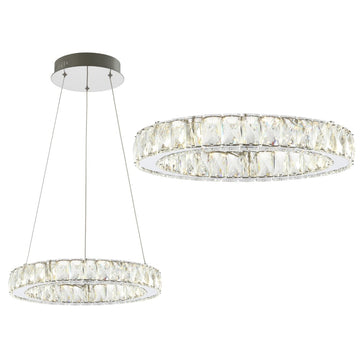 Reese 15.7" Adjustable Integrated LED Metal/Crystal Pendant Pendant - JONATHAN Y